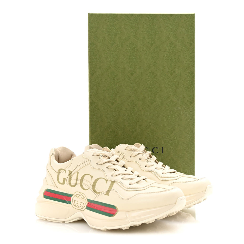 Calfskin Logo Womens Rhyton Sneakers 37 Ivory