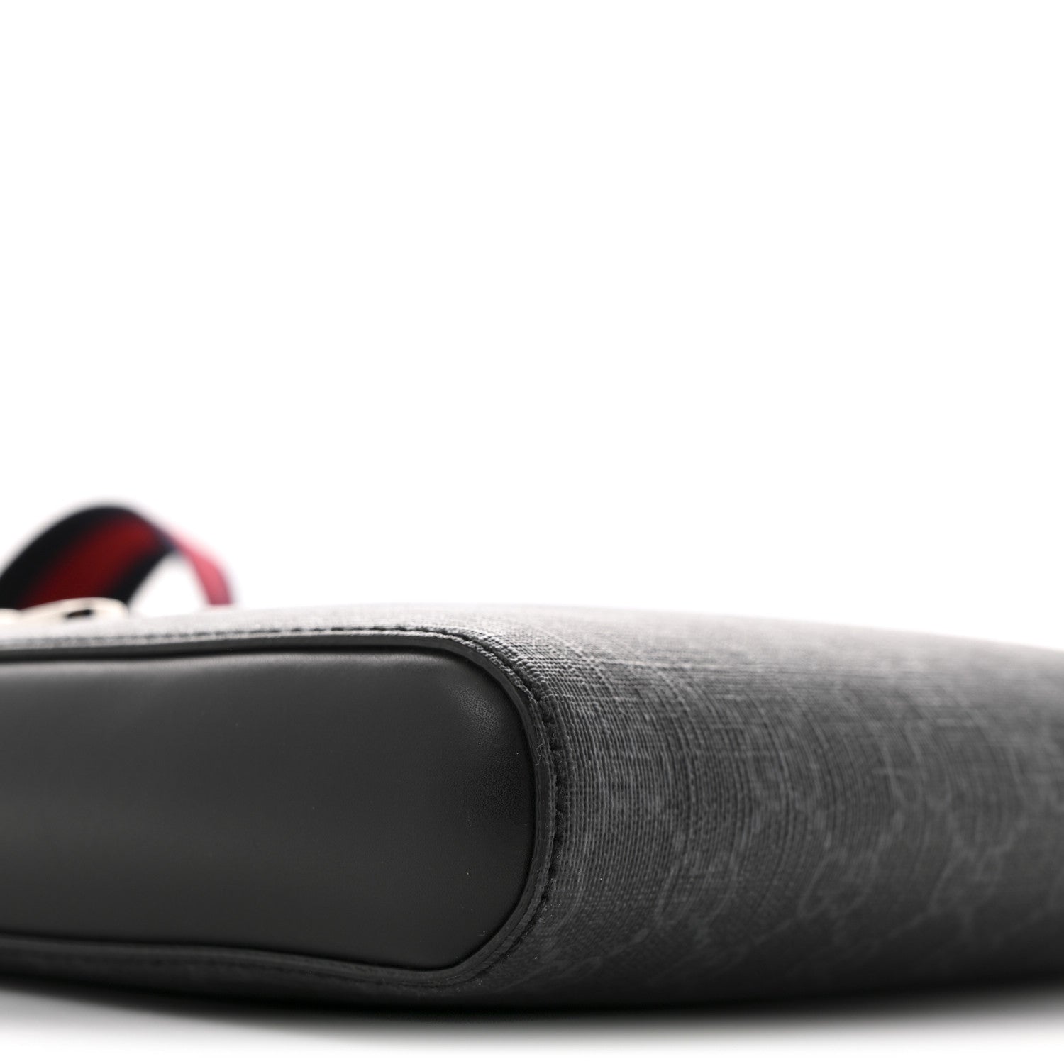 GG Supreme Monogram Web Small Flat Messenger Bag Black Grey