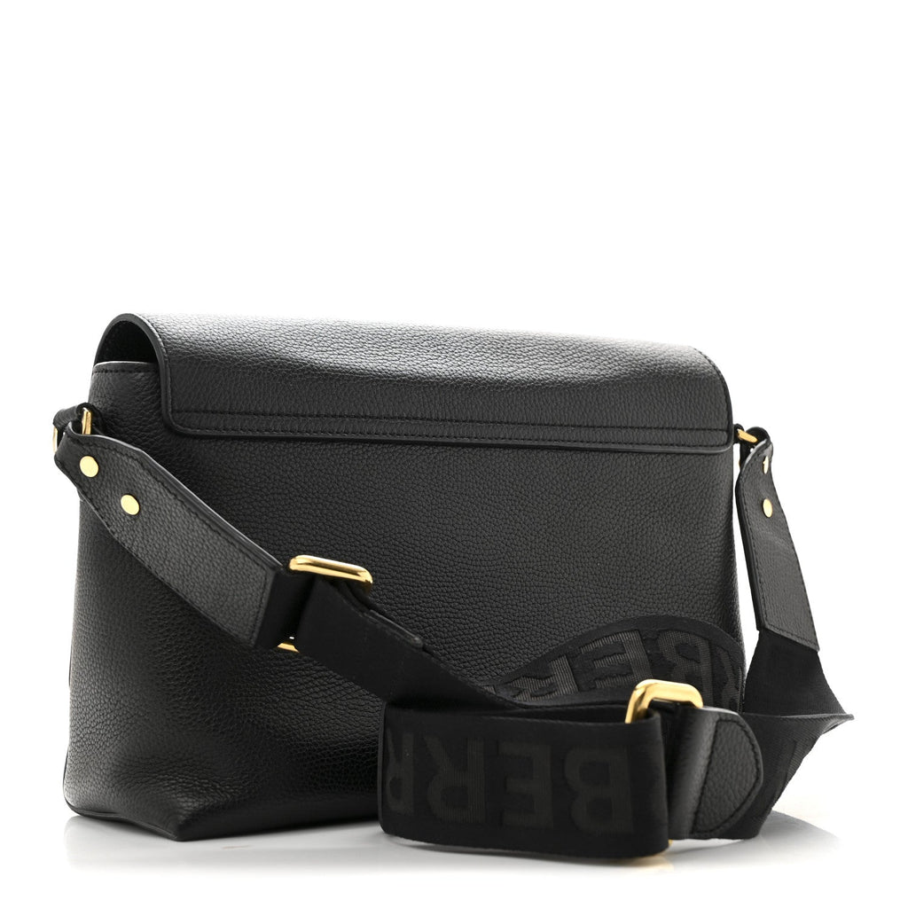 Coated Canvas Calfskin Vintage Check Medium Note Crossbody Bag Black