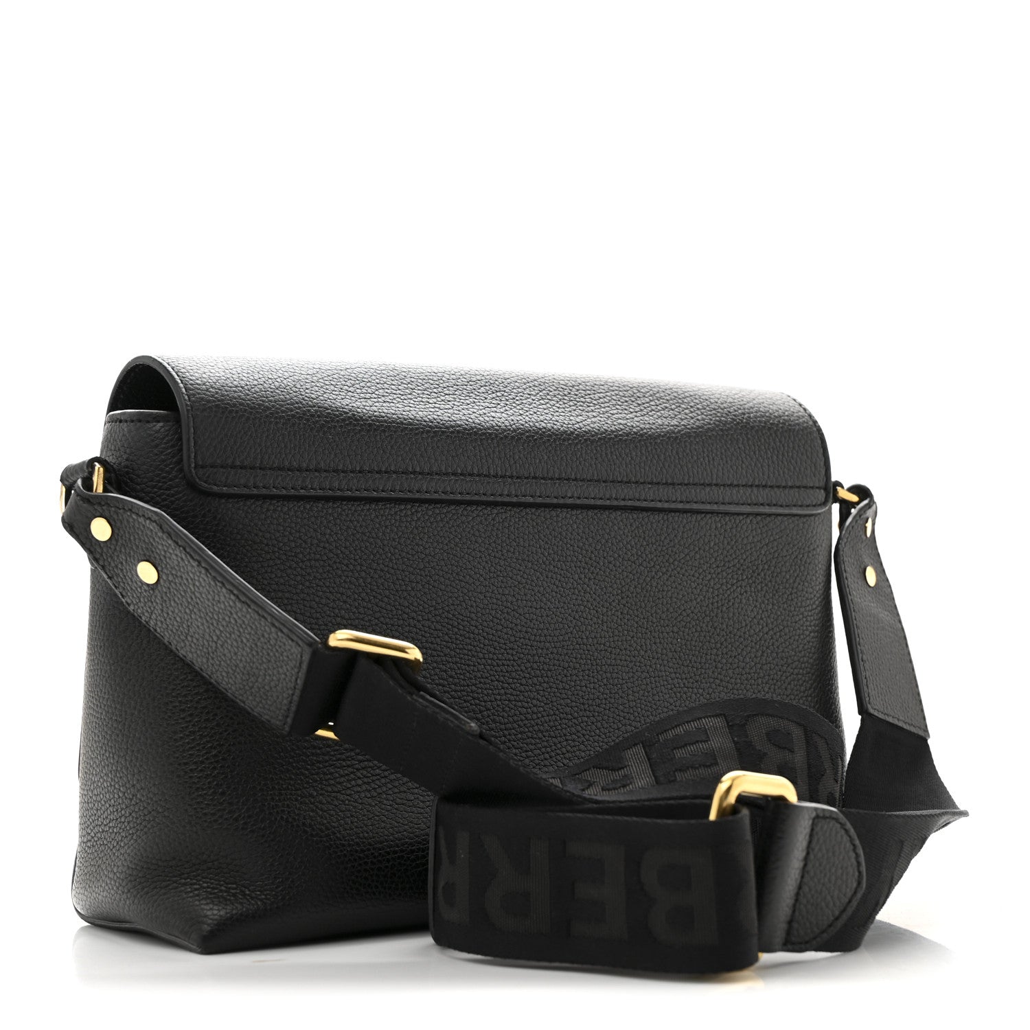 Coated Canvas Calfskin Vintage Check Medium Note Crossbody Bag Black