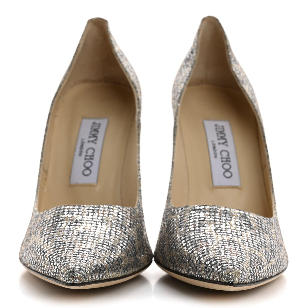 Coarse Glitter Fabric Aurora Leopard Print Abel Pumps 37 Champagne