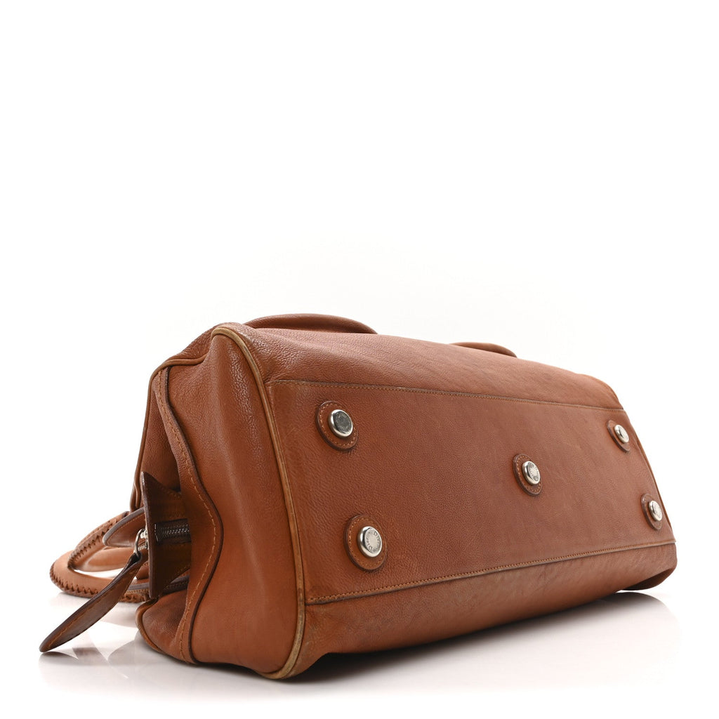 Calfskin My Dior Frame Double Pocket Satchel Brown