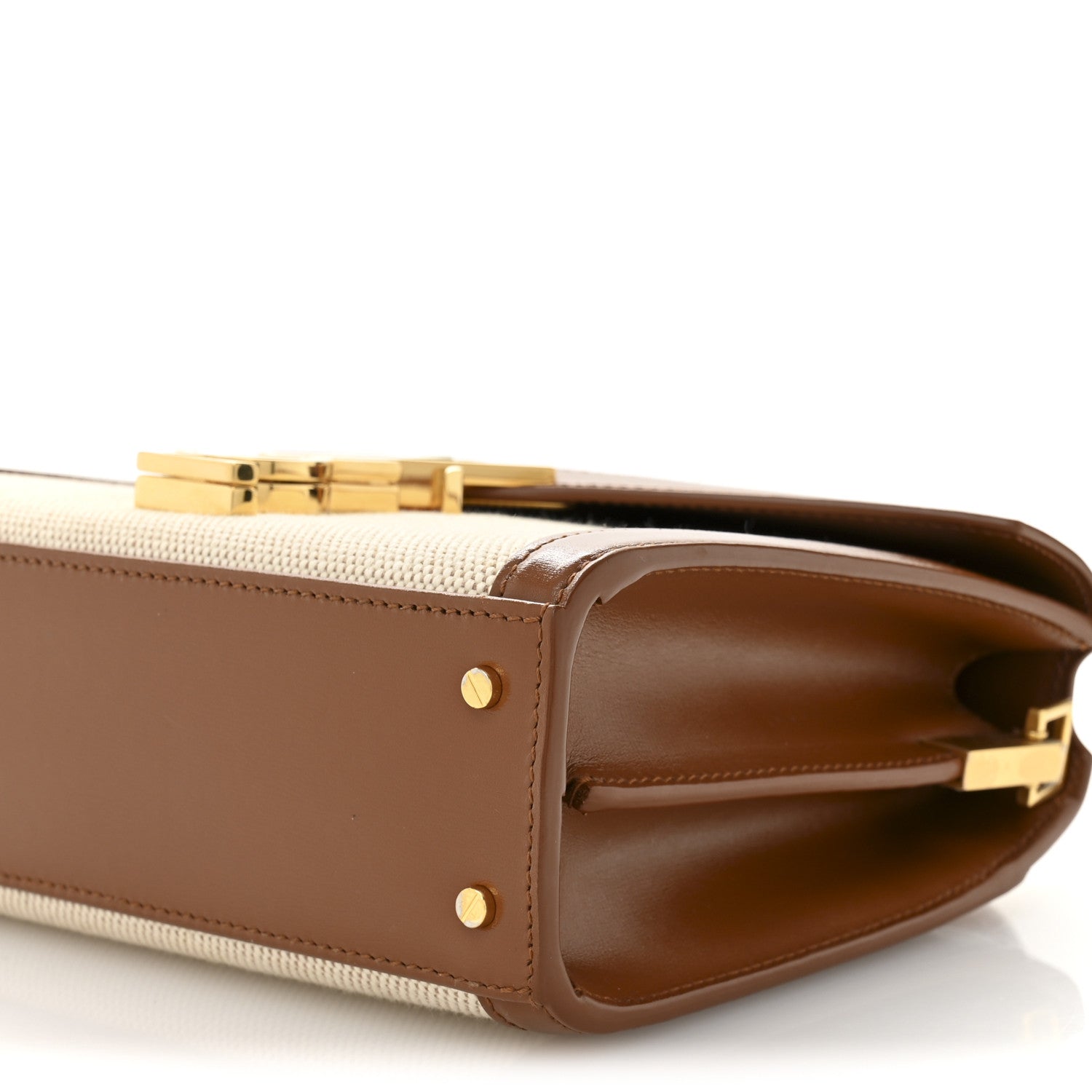 Canvas Calfskin Mini Classic Monogram Cassandra Top Handle Tan Natural