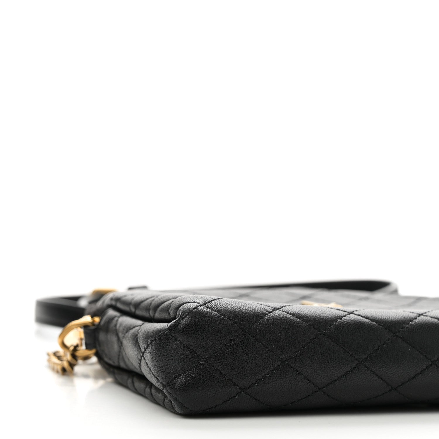 Lambskin Quilted Gaby Zipped Pouch Black