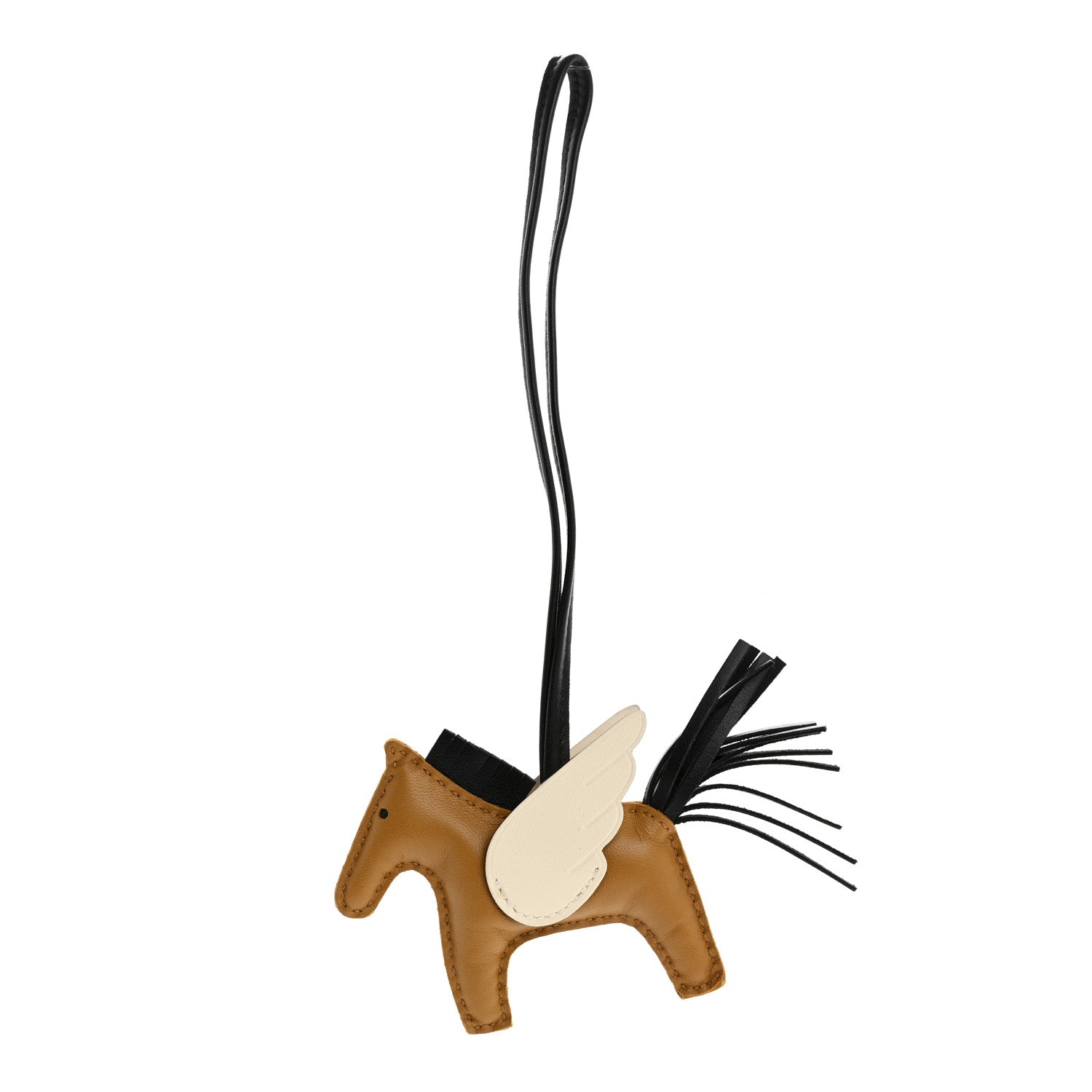 Milo Lambskin Grigri Rodeo Pegase Horse Bag Charm PM Sesame Black Nata