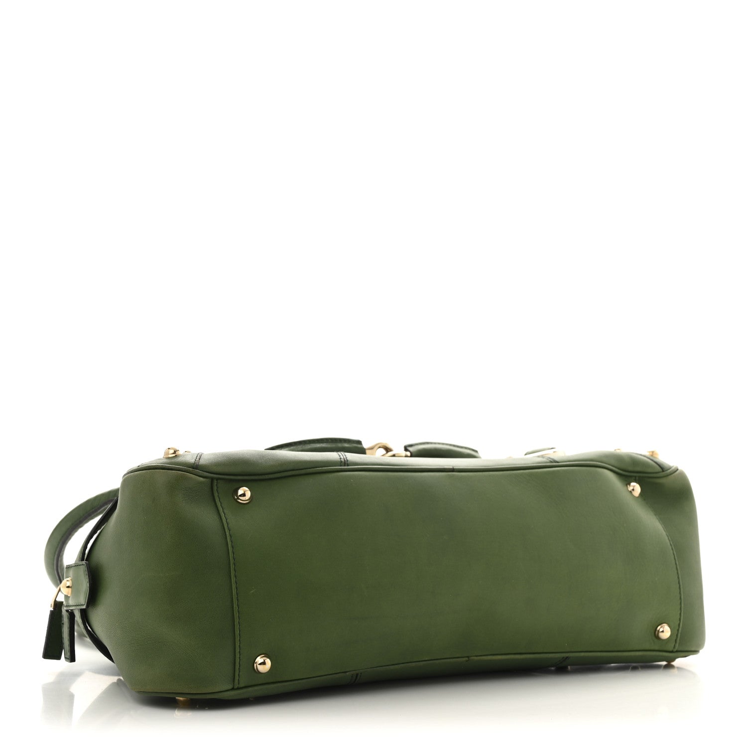 Calfskin Large Horsebit Chain Satchel Green