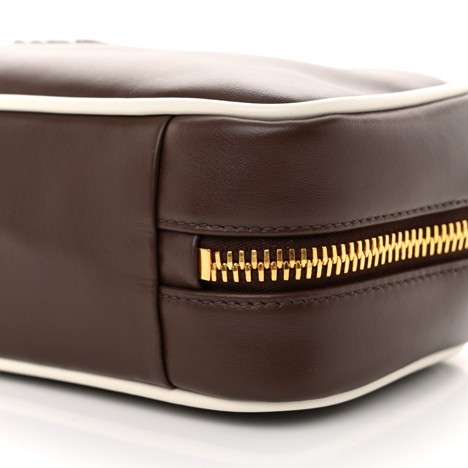 Calfskin Softy Small Beau Contrast Top Handle Bag Briarwood White