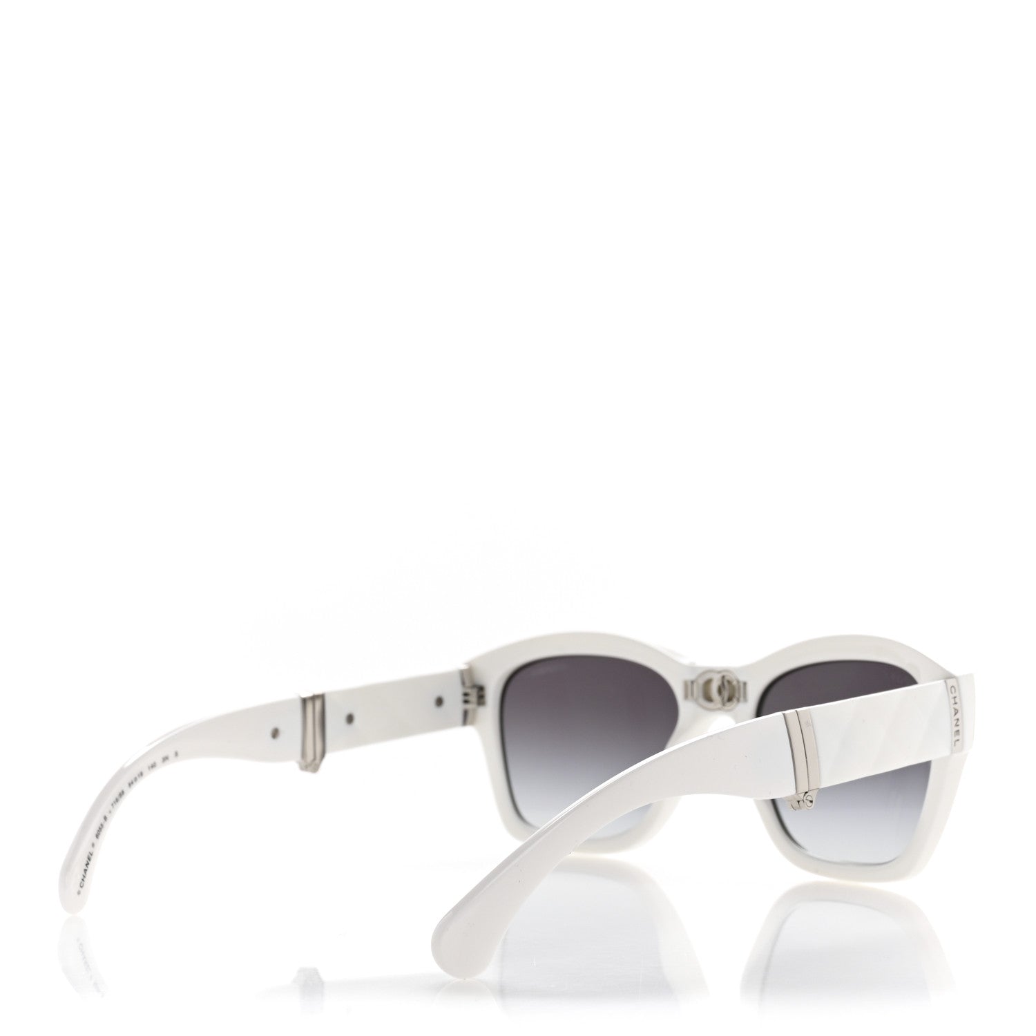 Acetate Metal Crystal Square Folding Sunglasses 6055-B White