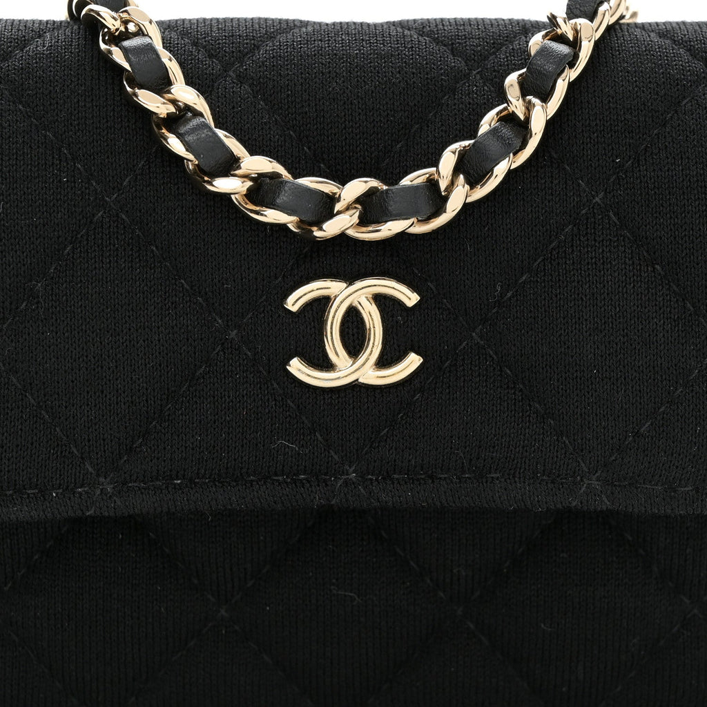 Jersey Quilted Micro Mini Flap Black