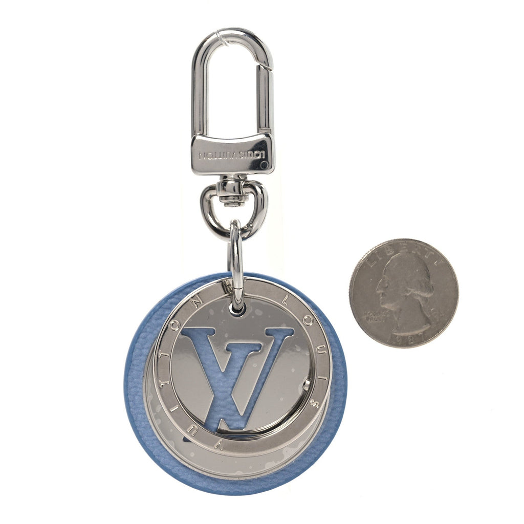 LV Circle Key Holder Bag Charm Sky Blue