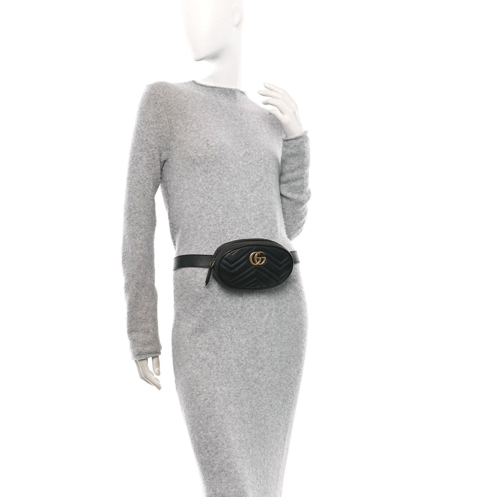 Calfskin Matelasse GG Marmont Belt Bag 85 34 Black