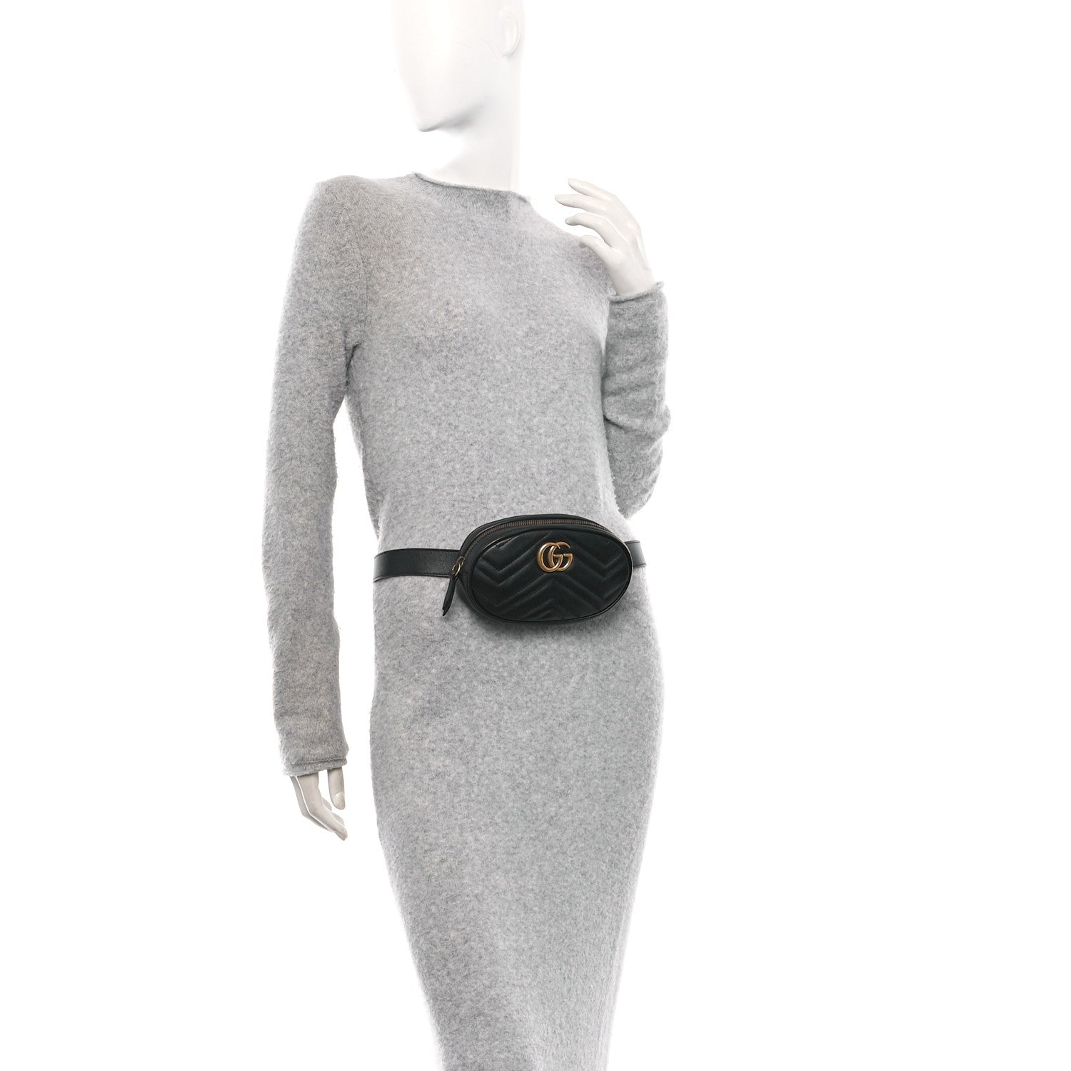 Calfskin Matelasse GG Marmont Belt Bag 85 34 Black