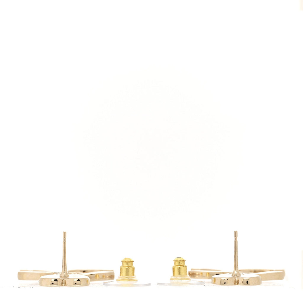 Metal Enamel CC Heart Drop Earrings Gold Black Pink