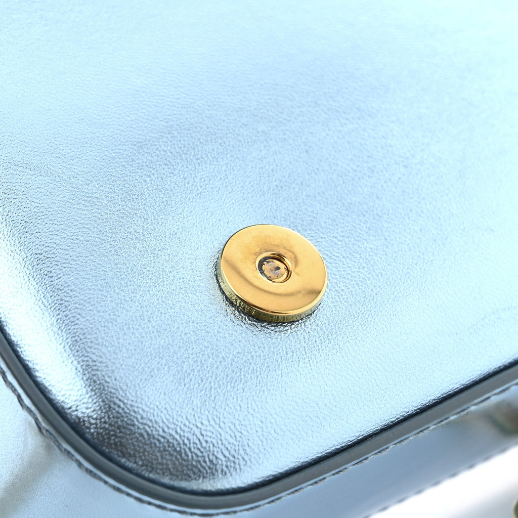 Metallic Nappa Mini DG Girls Shoulder Bag Blue