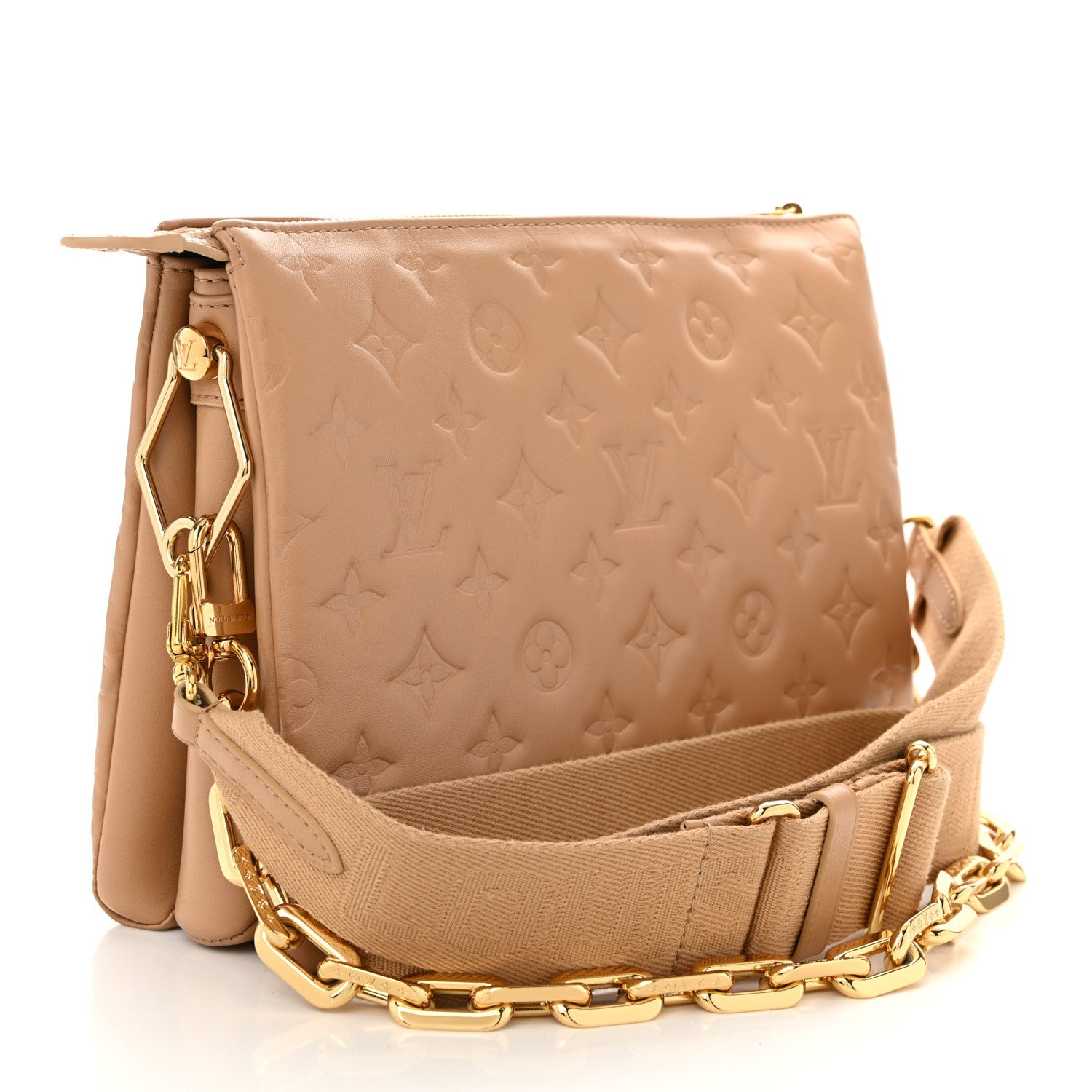 Lambskin Embossed Monogram Coussin PM Taupe