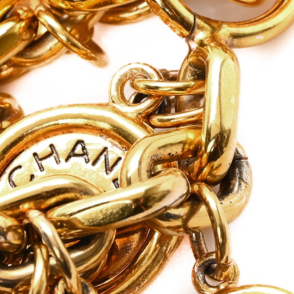 Metal Paris Button Charms Toggle Bracelet Gold