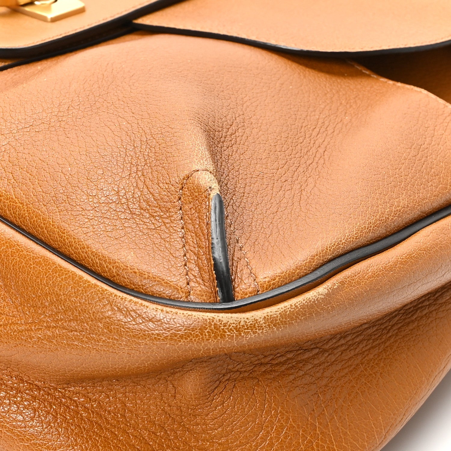 Grained Lambskin Medium Lexa Shoulder Bag Mustard Brown