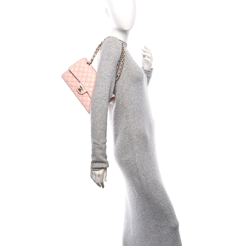 Caviar Quilted Medium Double Flap Light Pink