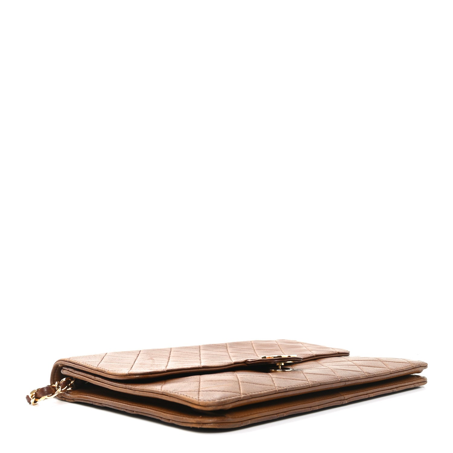 Lambskin Quilted Medium Single Flap Brown