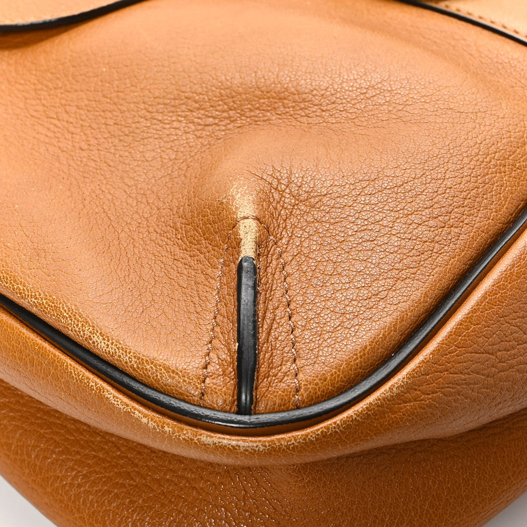 Grained Lambskin Medium Lexa Shoulder Bag Mustard Brown