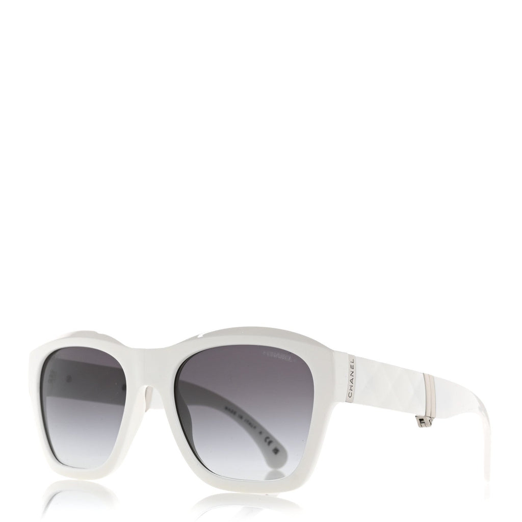 Acetate Metal Crystal Square Folding Sunglasses 6055-B White