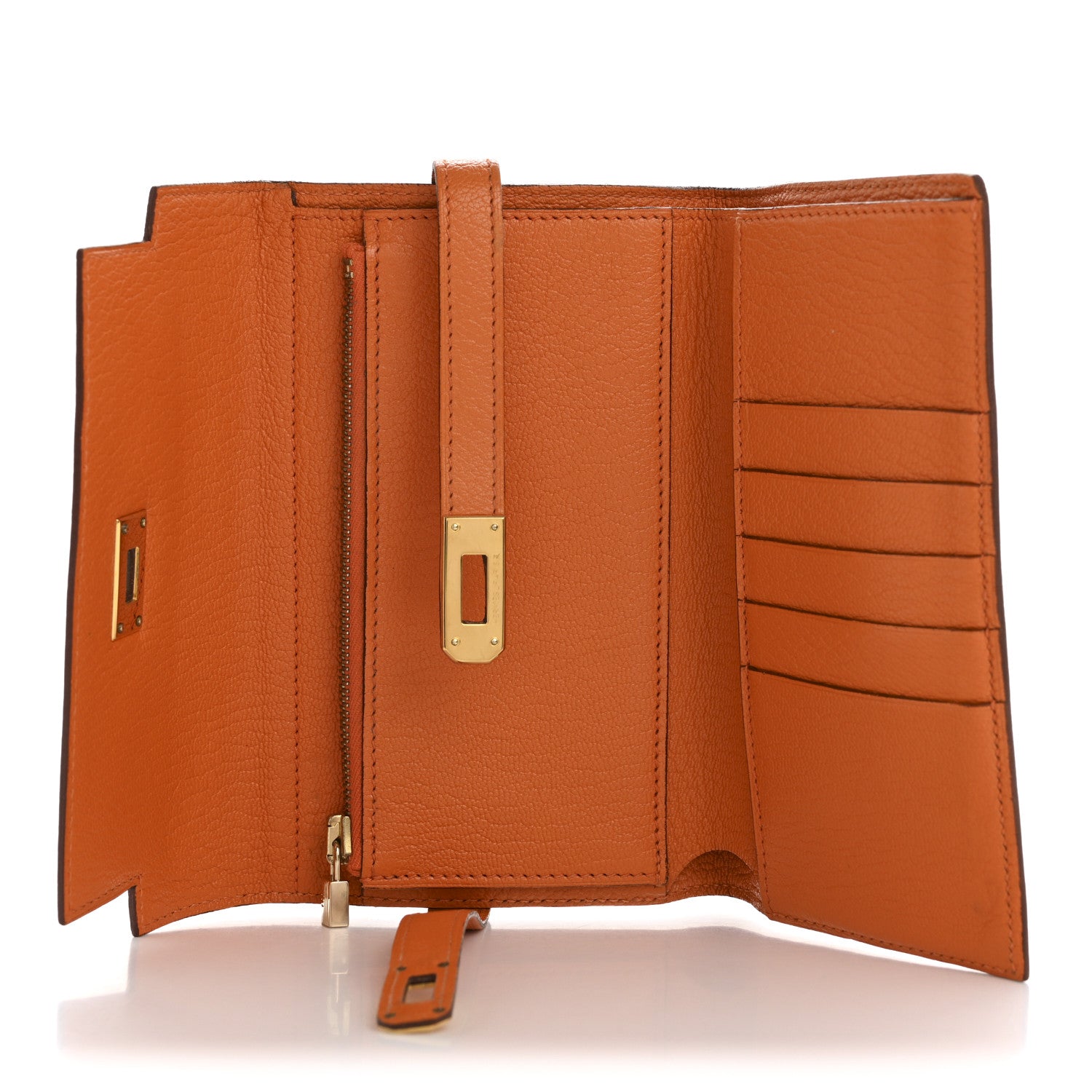 Chevre Mysore Medium Kelly Wallet Orange