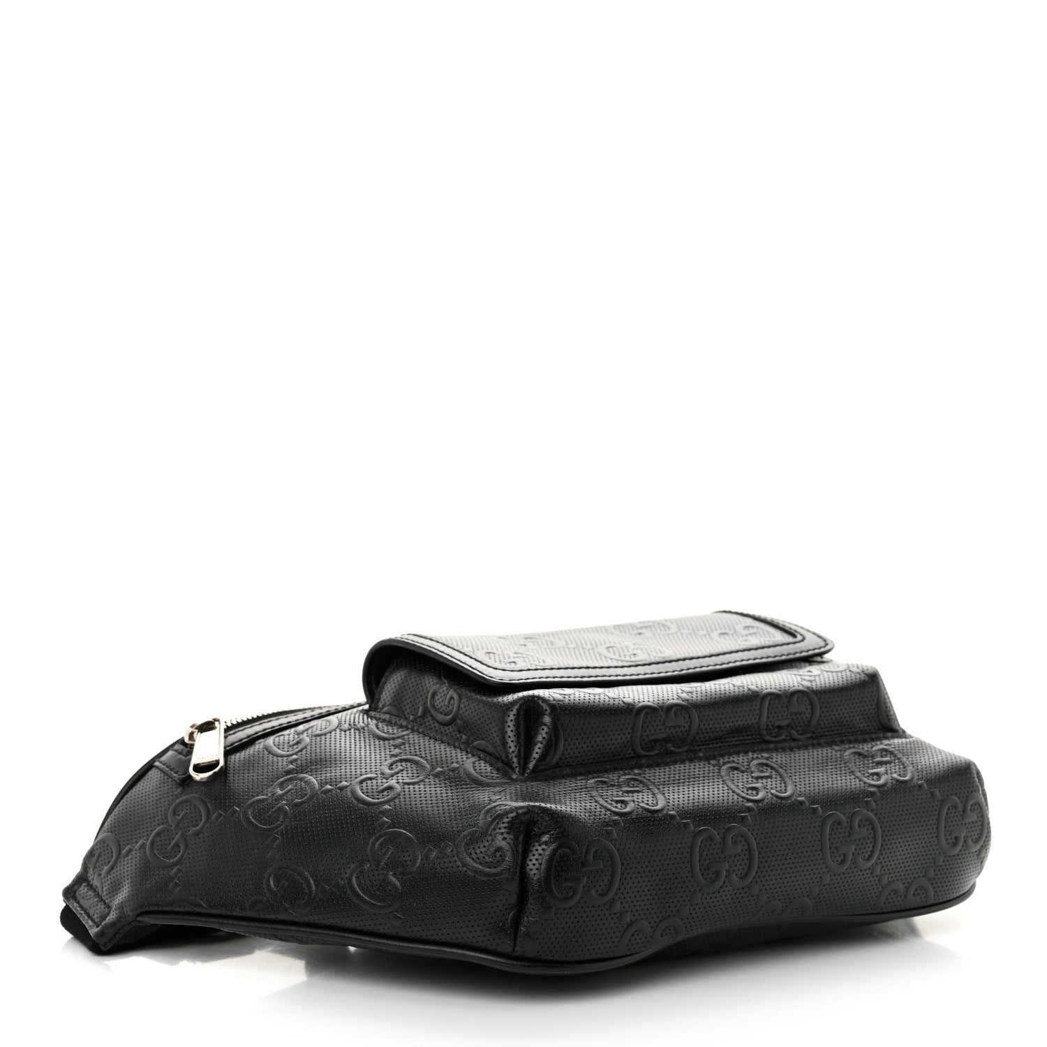 Calfskin GG Tennis Embossed Pocket Belt Bag Black