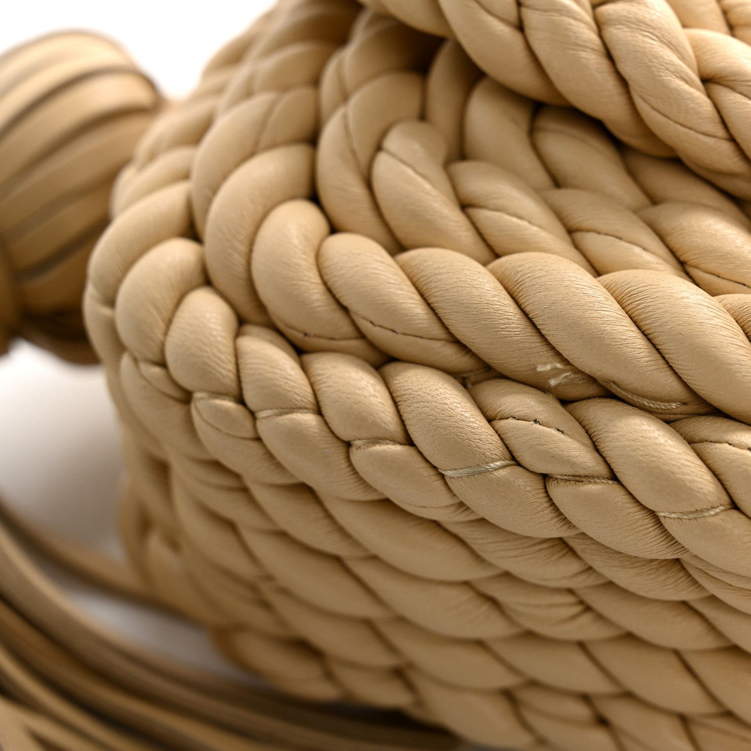 Lambskin Torchon Tasseled Twisted Shoulder Bag Porridge