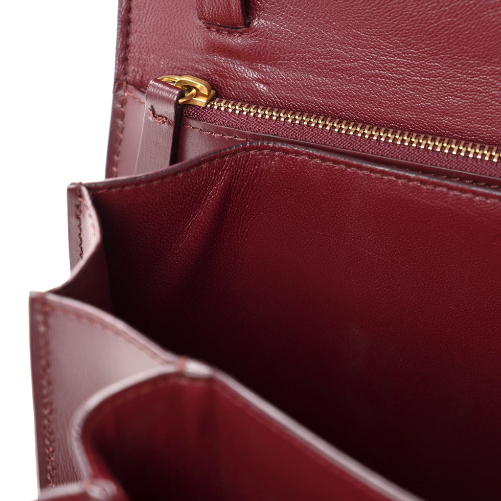 Box Calfskin Medium Classic Box Flap Bag Burgundy