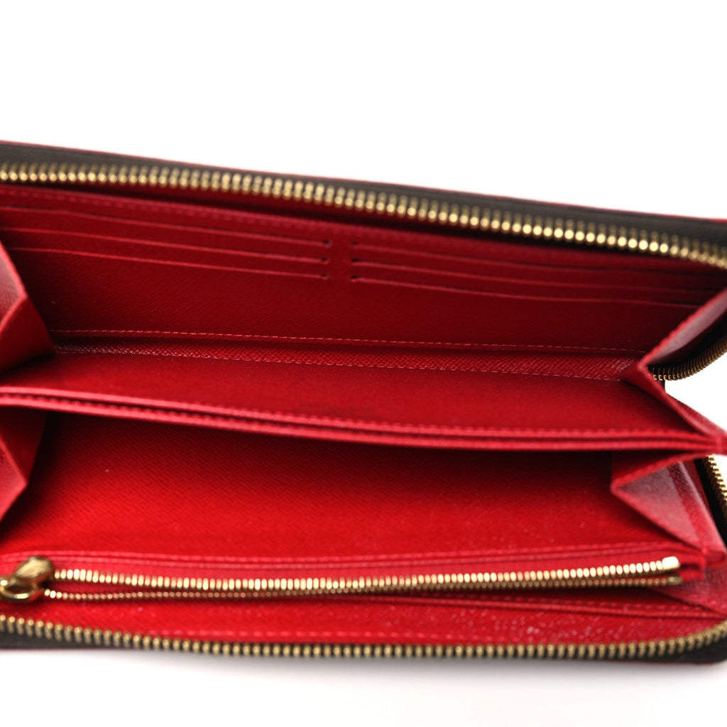 Damier Ebene Studded Zippy Wallet Cherry