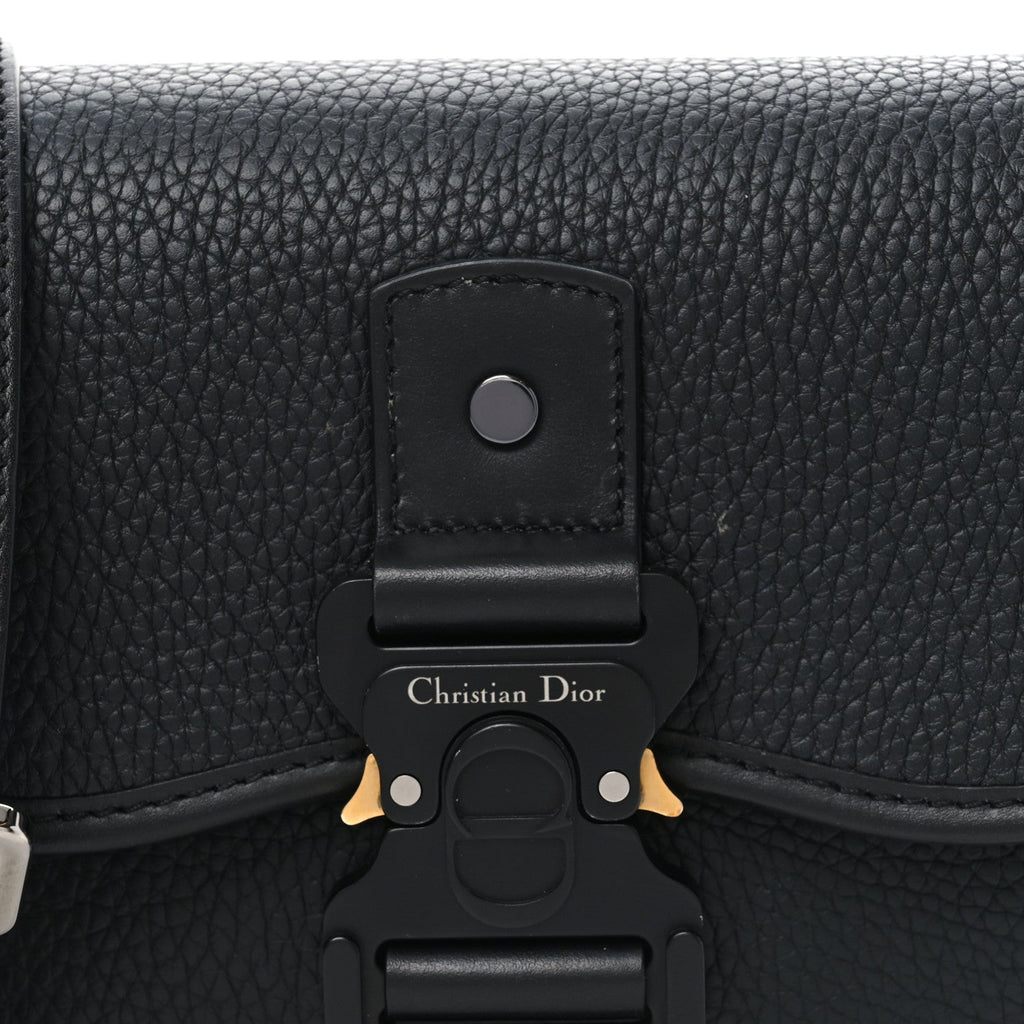 Grained Calfskin Mini Gallop Bag With Strap Black