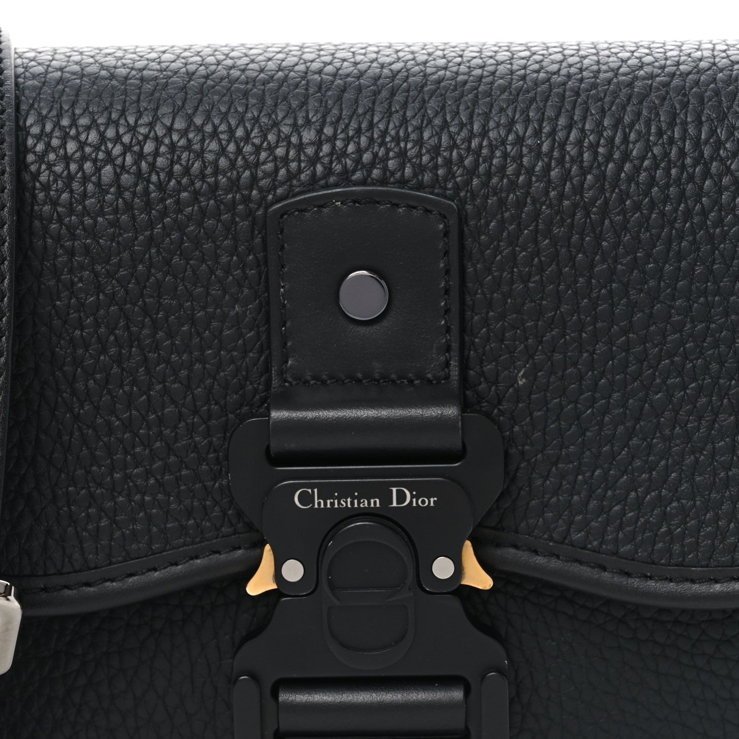 Grained Calfskin Mini Gallop Bag With Strap Black