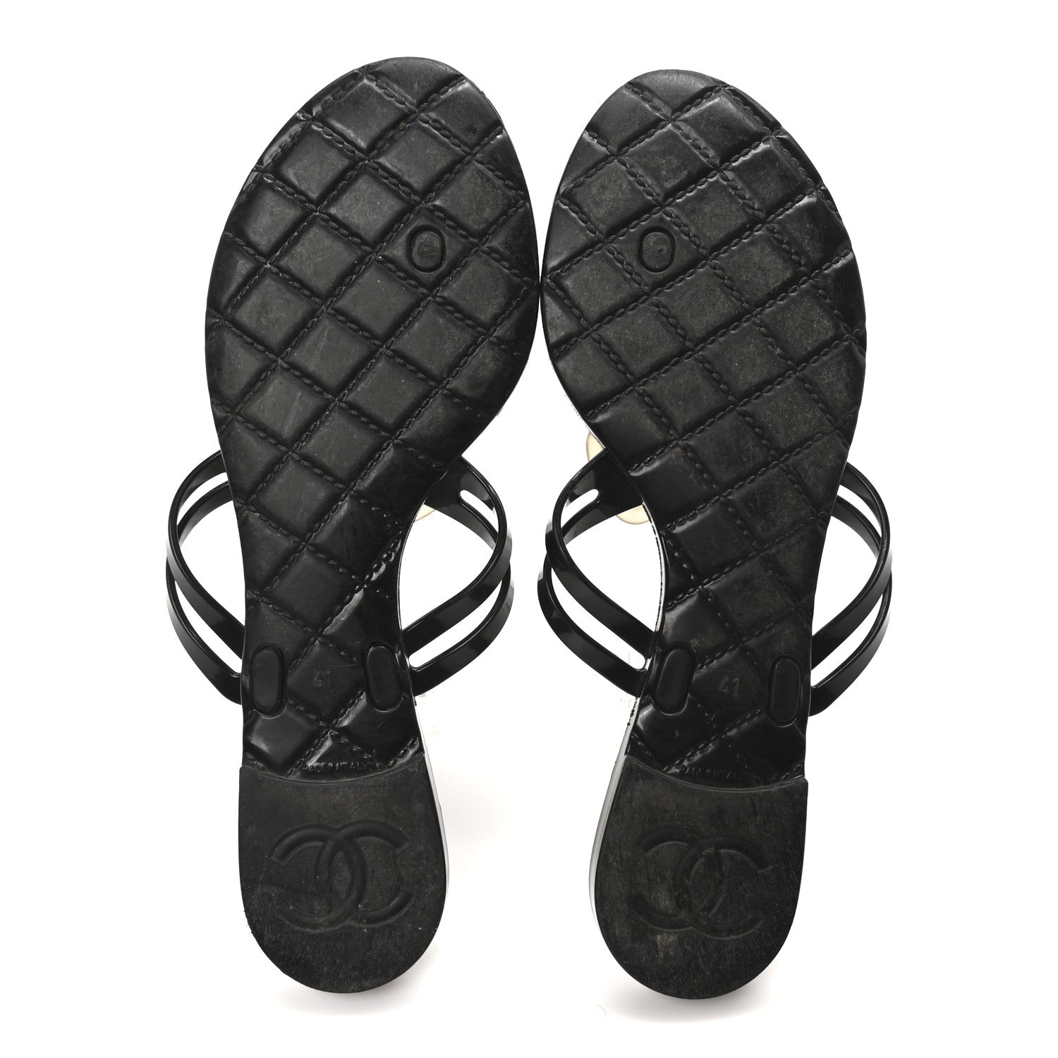 Jelly Camellia Thong Sandals 41 Black Ivory