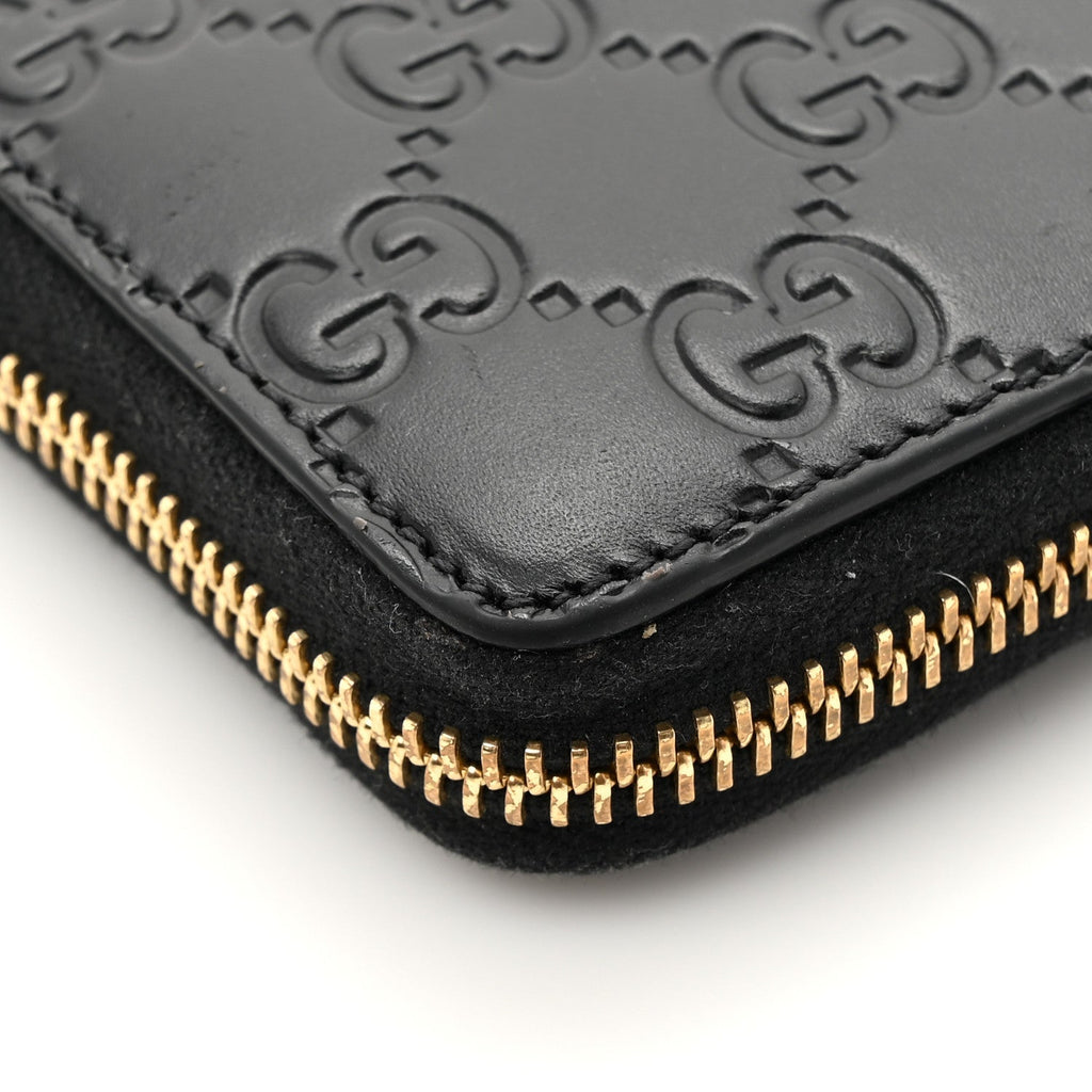 Guccissima Zip Around Card Case Black