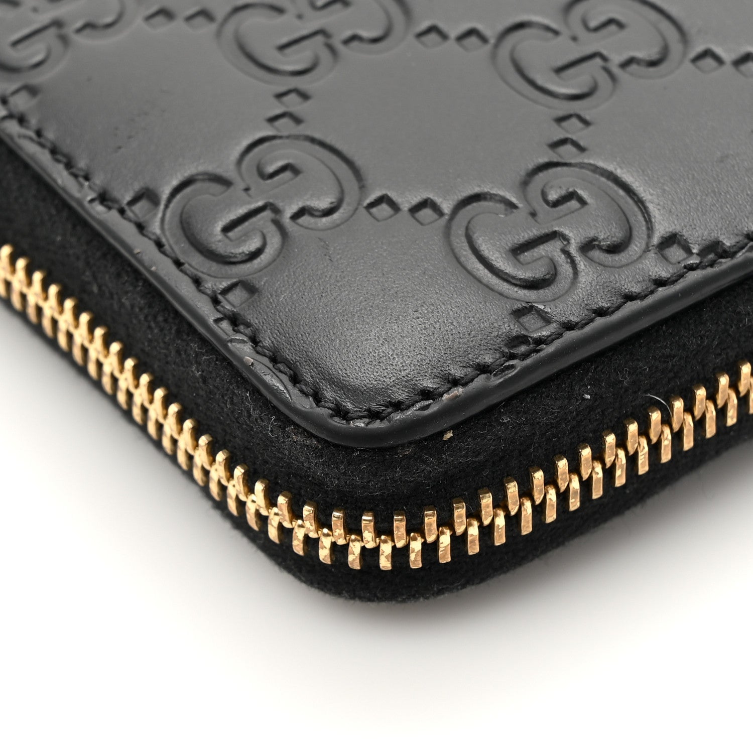 Guccissima Zip Around Card Case Black