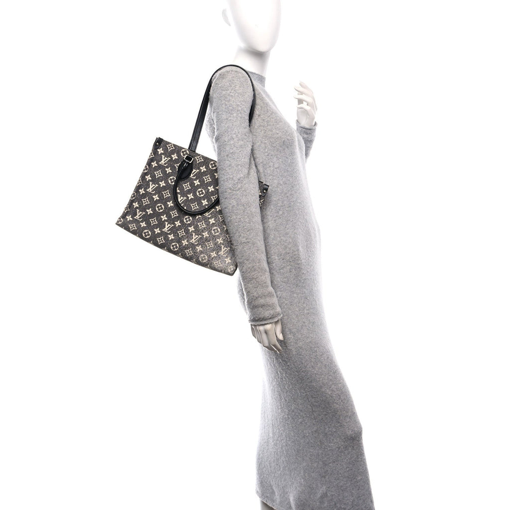 Monogram Jacquard Denim Onthego MM Black