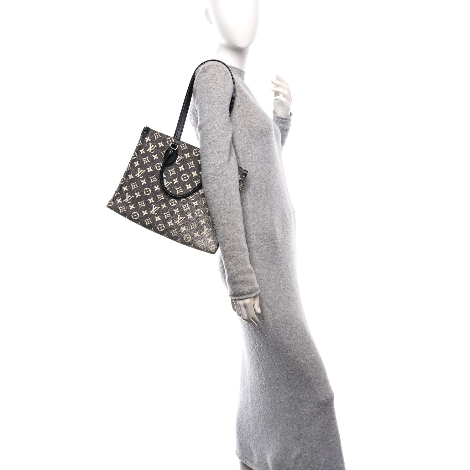 Monogram Jacquard Denim Onthego MM Black