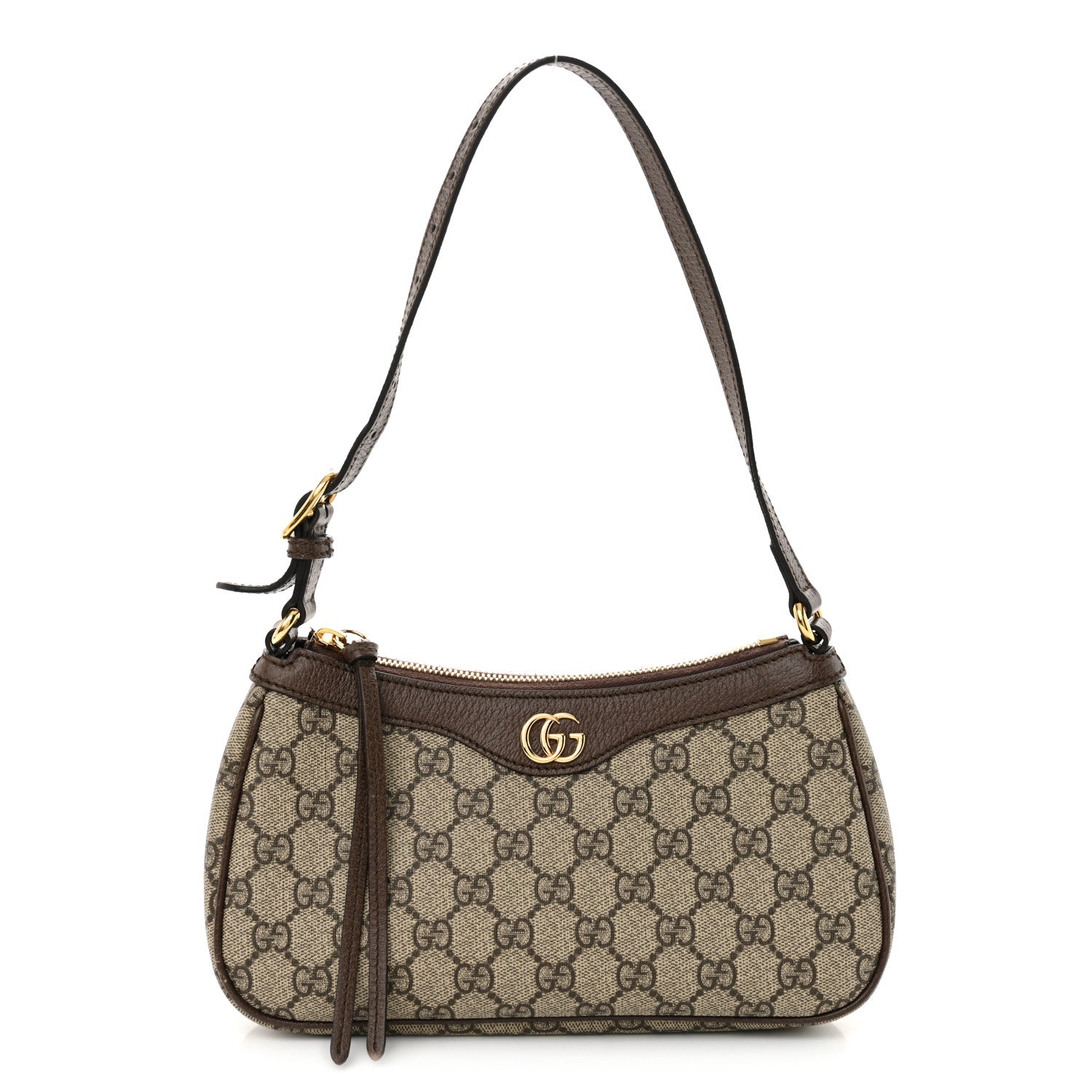 GG Supreme Monogram Textured Dollar Calfskin Small Ophidia Hobo Beige Ebony New Acero