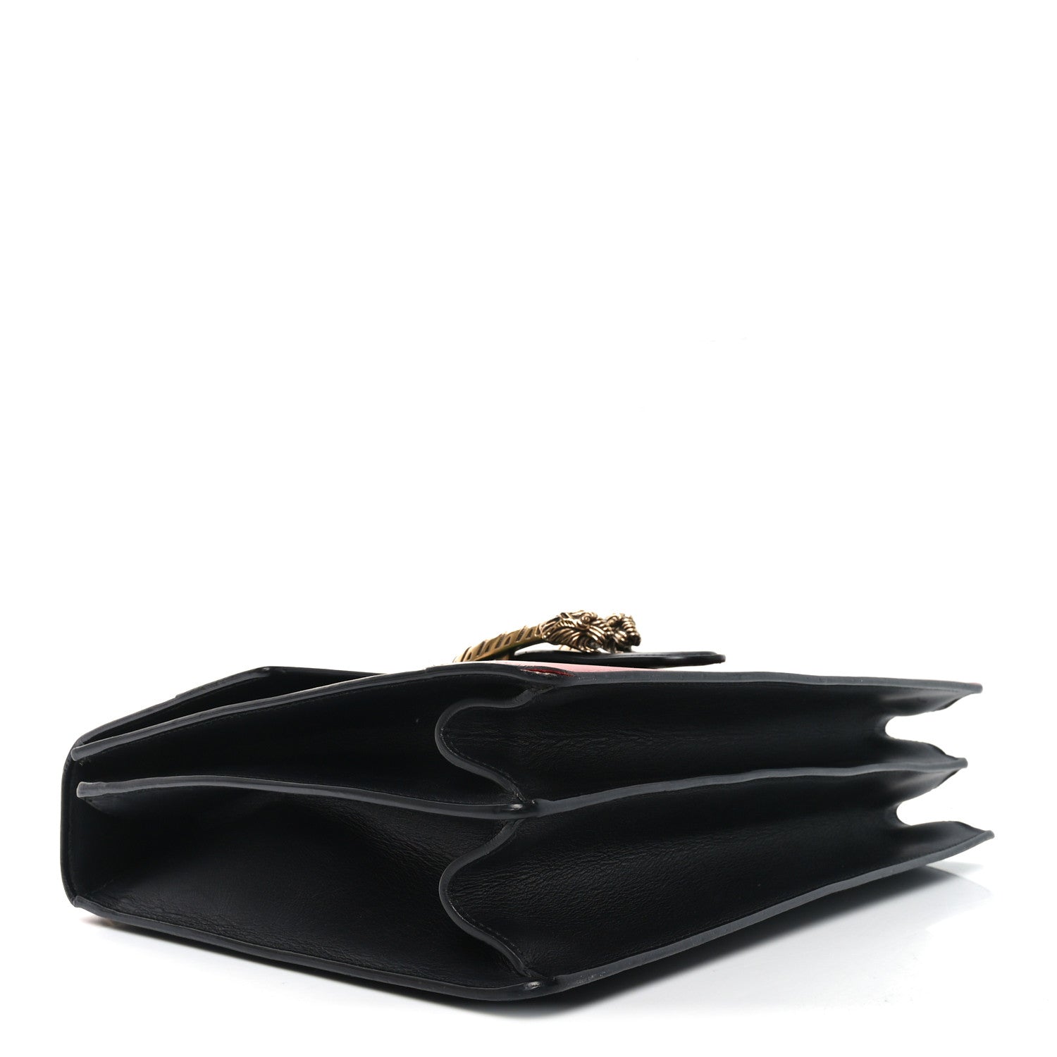 Calfskin Bamboo Web Large Dionysus Top Handle Bag Black Bright Evergreen Hibiscus Red