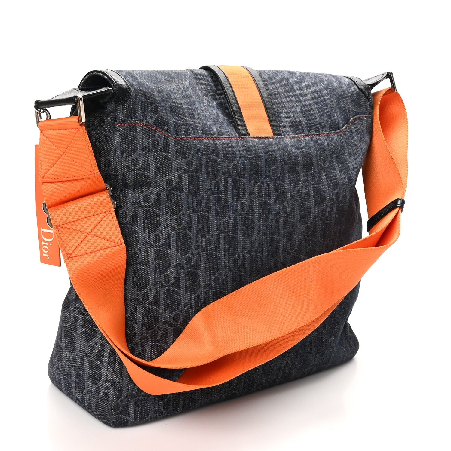 Denim Monogram Flight Messenger Bag Blue