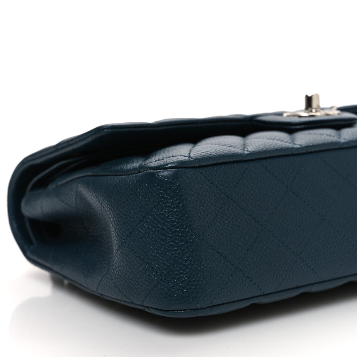 Caviar Quilted Medium Double Flap Dark Blue