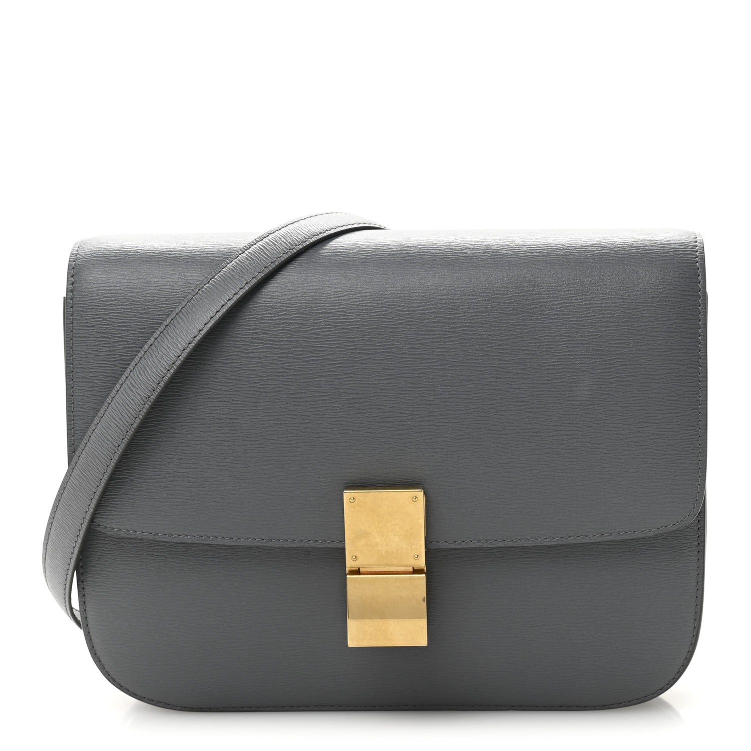 Liege Calfskin Medium Classic Box Flap Bag Grey