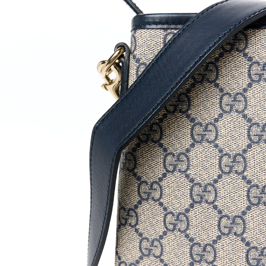 GG Plus Monogram Medium Flat Messenger Bag Navy