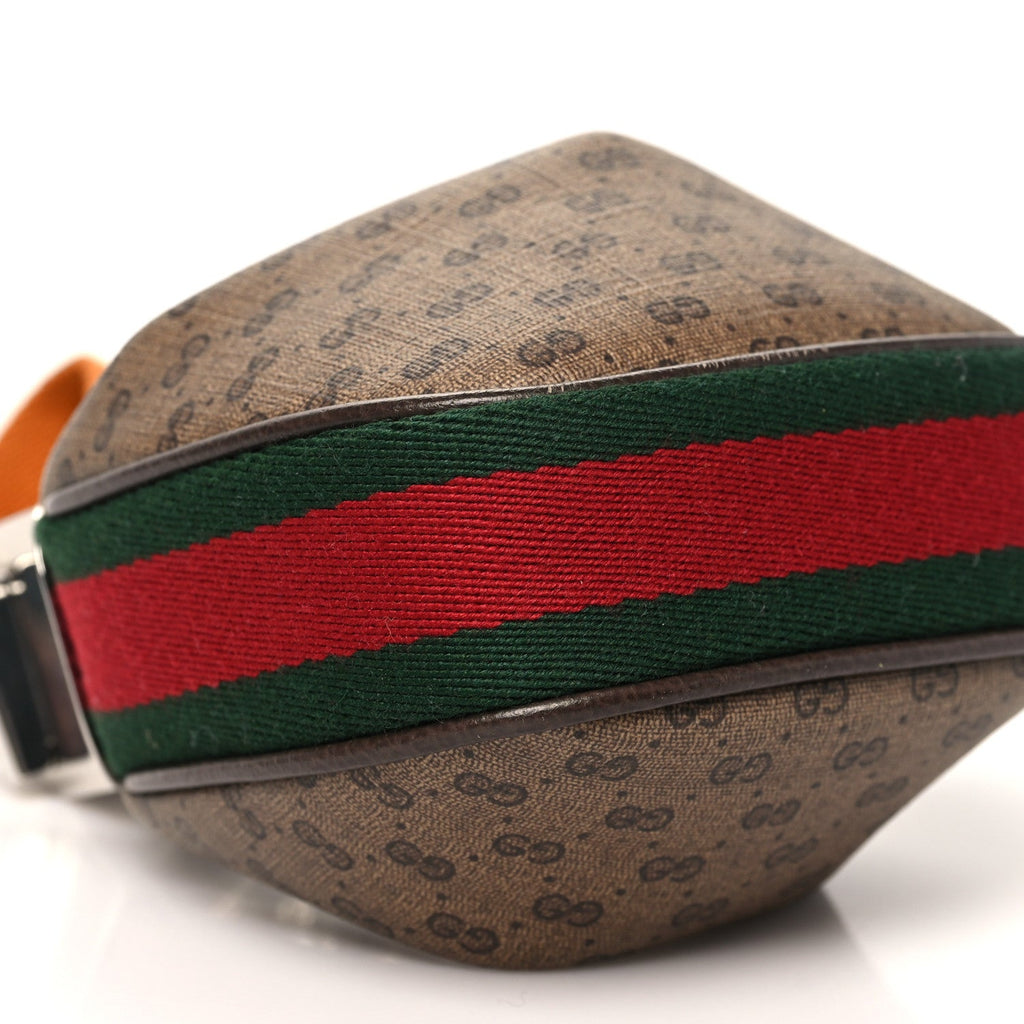 GG Supreme Monogram Textured Calfskin Web Mini Attache Hobo Beige Ebony New Acero