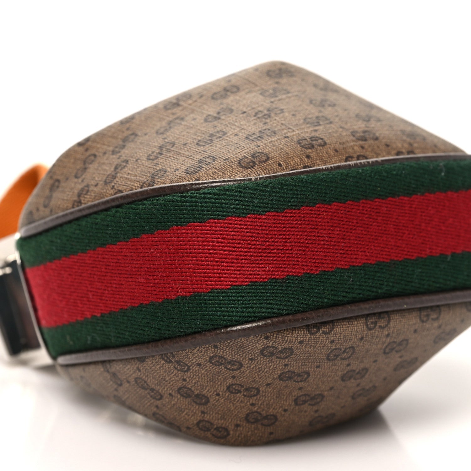 GG Supreme Monogram Textured Calfskin Web Mini Attache Hobo Beige Ebony New Acero