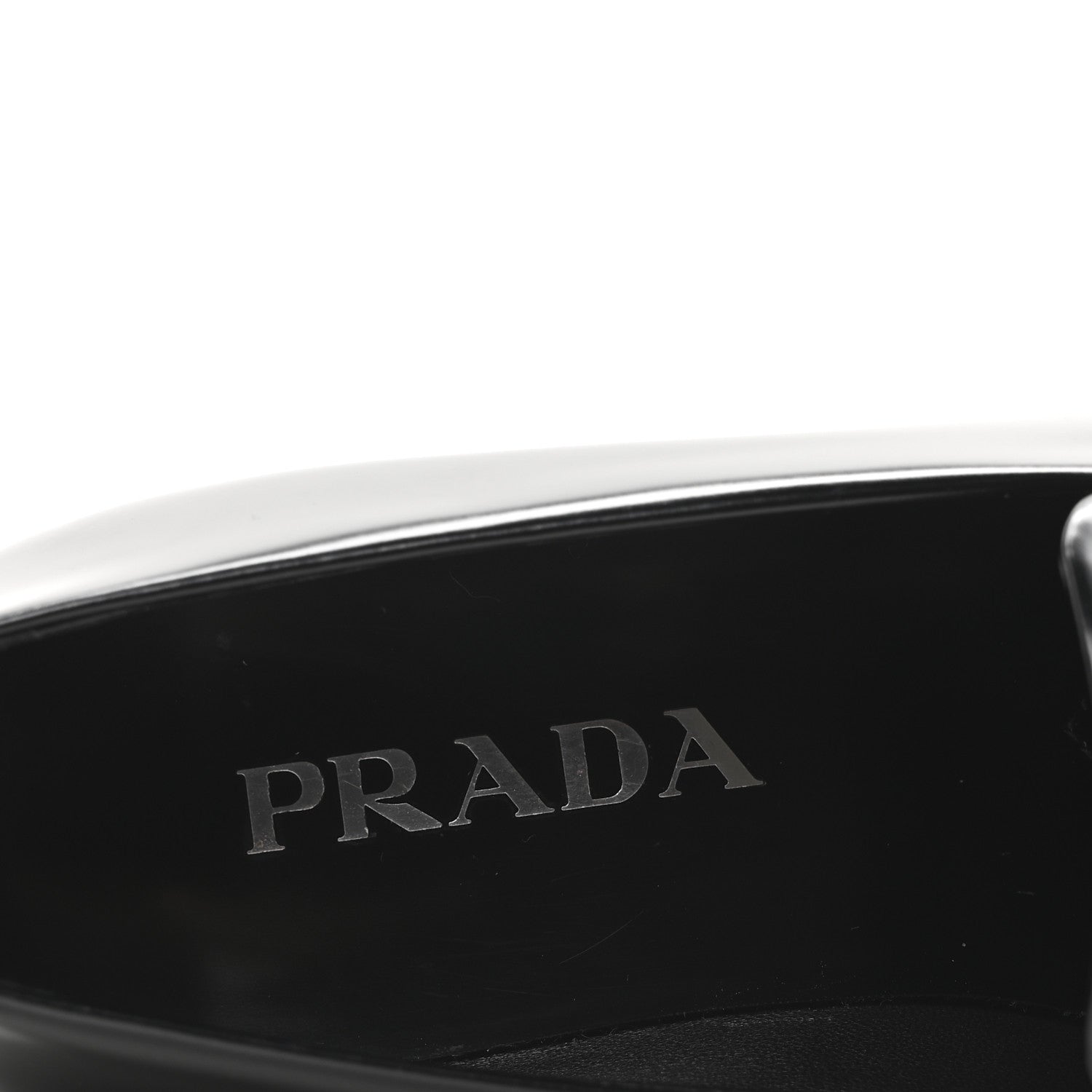 Brushed Calfskin Metal Triangle Logo 20mm Loafers 36.5 Black