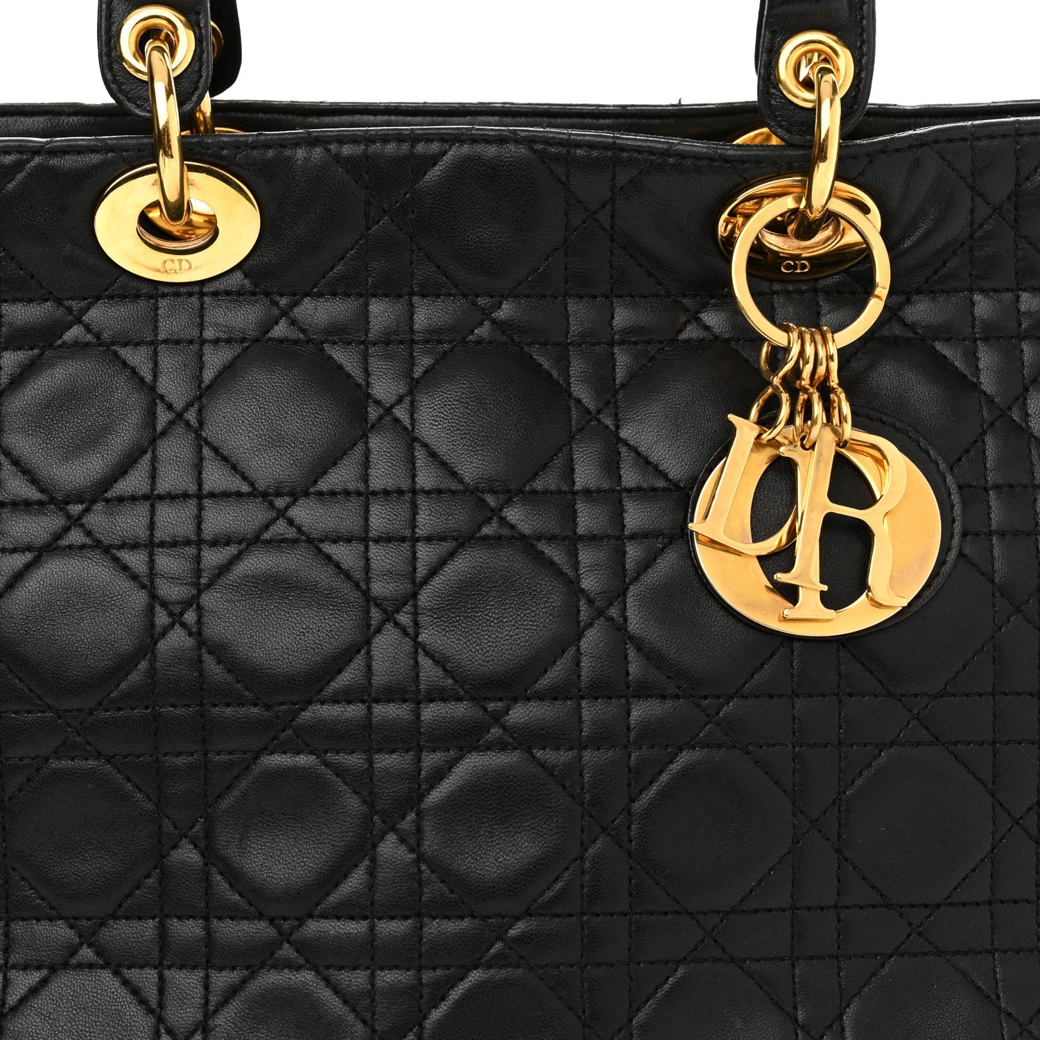 Lambskin Cannage Large Lady Dior Black