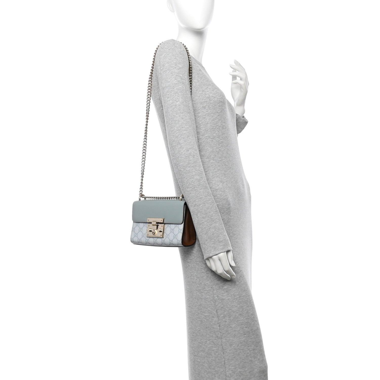 GG Supreme Monogram Calfskin Small Padlock Shoulder Bag Light Blue