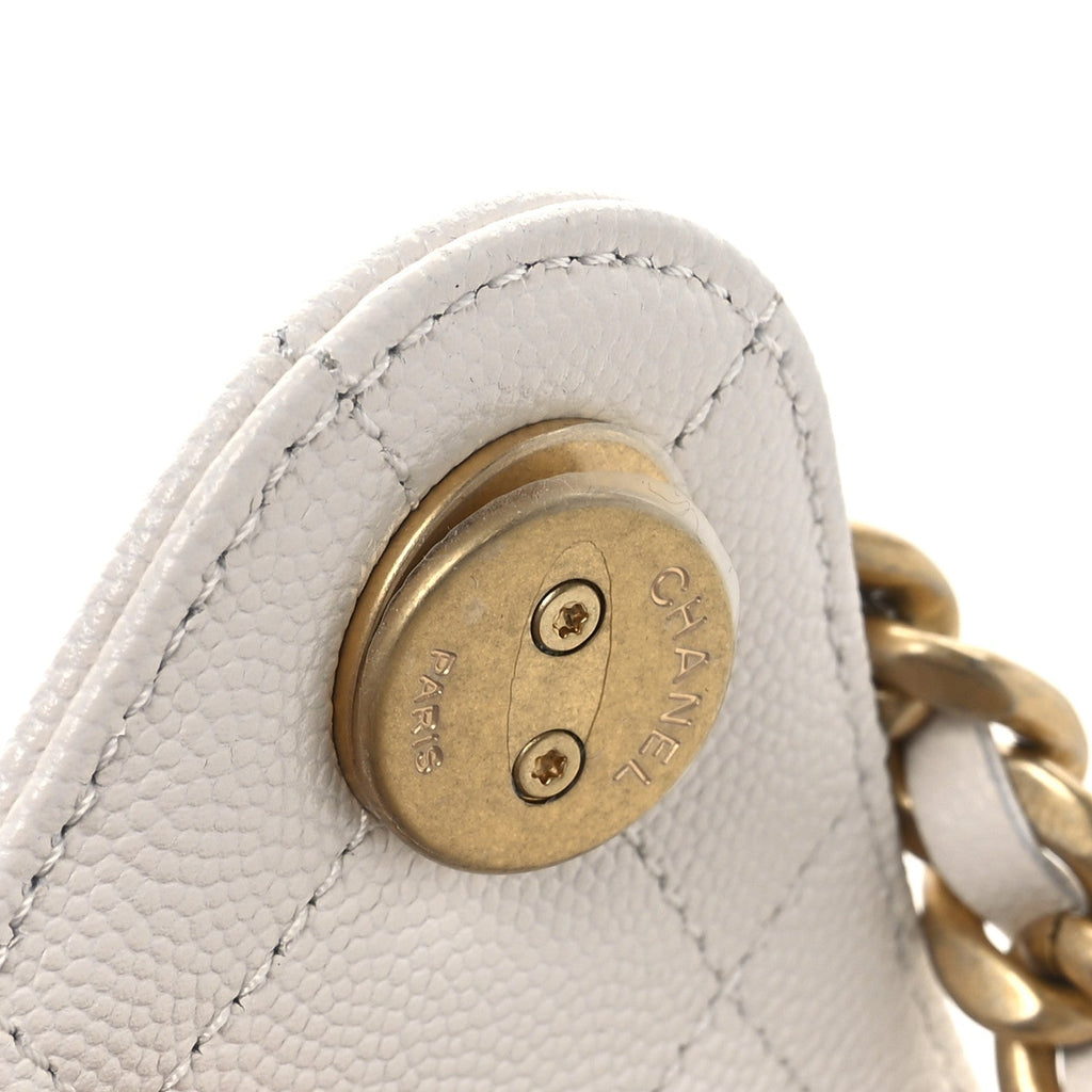 Caviar Quilted Small Chanel 25 Handbag White