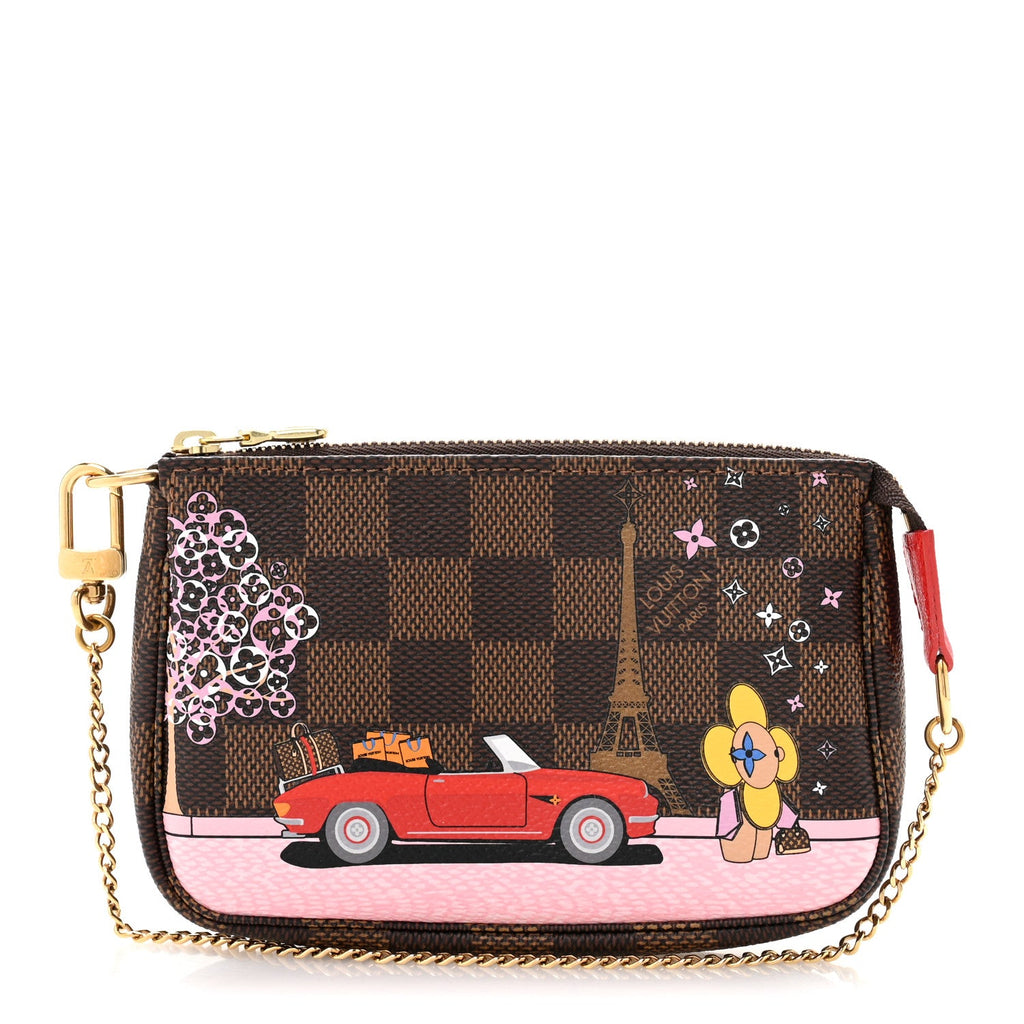 Damier Ebene 2019 Christmas Animation Mini Pochette Accessories Red